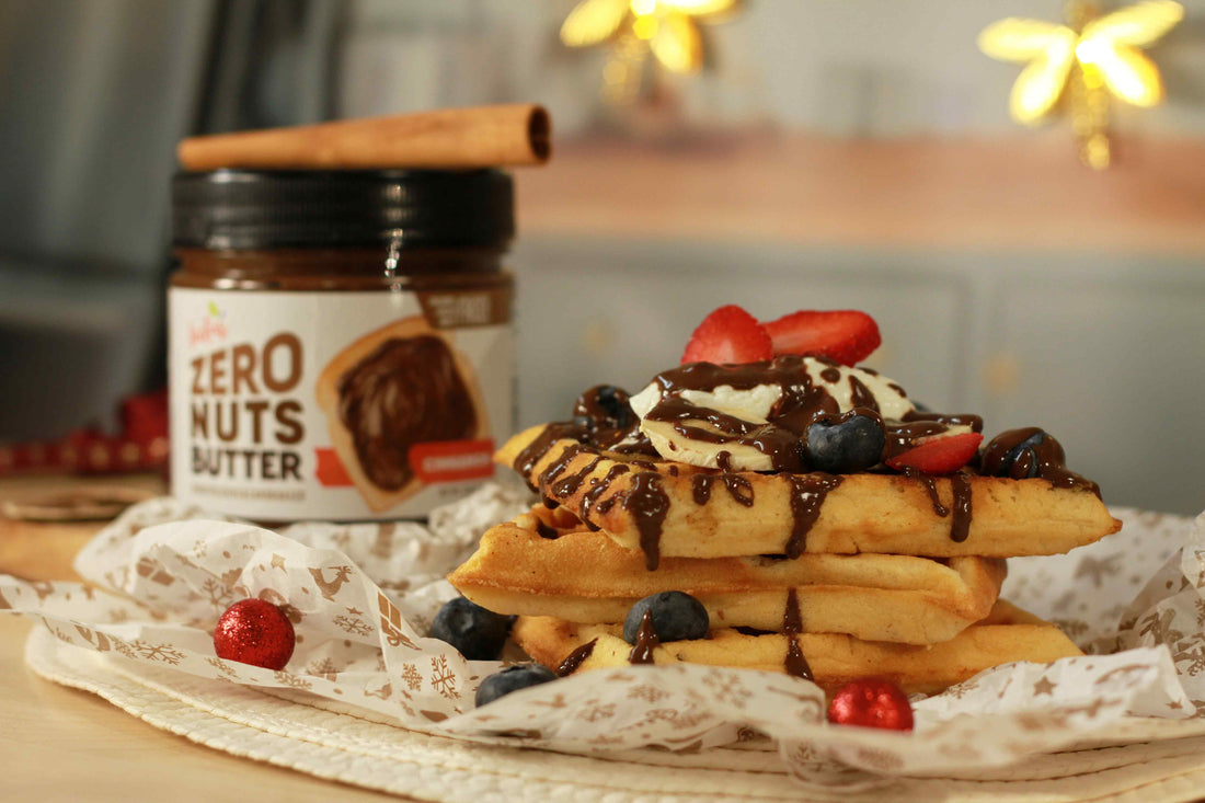 Heavenly Cinnamon Waffles with ZERO NUTS High Fiber Butter and Berries